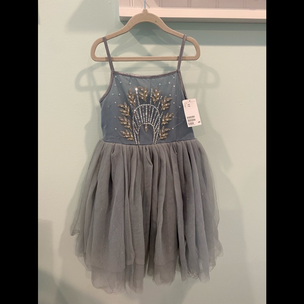 Blue gray tulle dress - size 7-8 - H&M - NWT